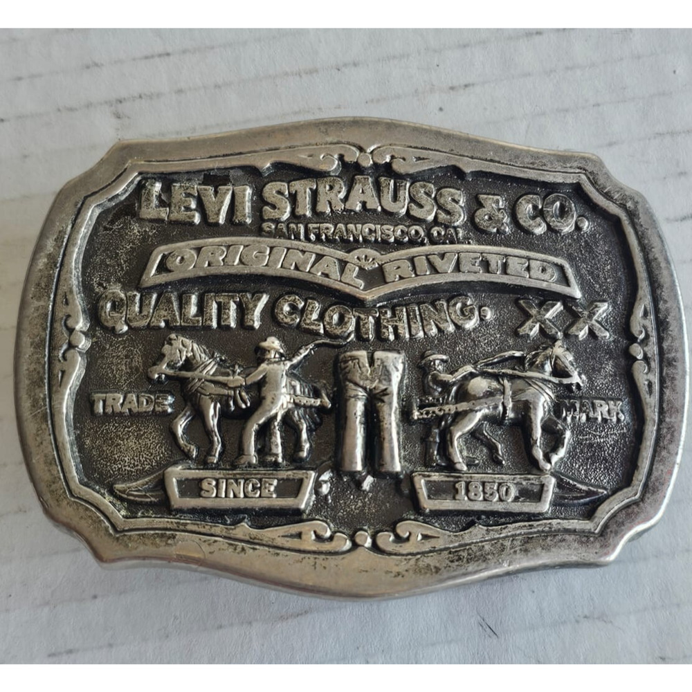 Vintage Levi's Strauss & Co. Two Horse Brand Limited Edition Belt Buckle Alloy
